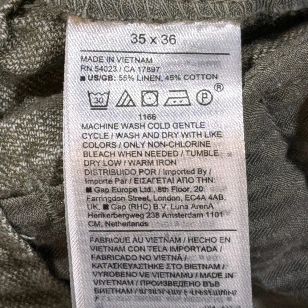 Banana Republic Pants Mens 35x34 Green Linen Cotton Athletic Fit Chino Trousers